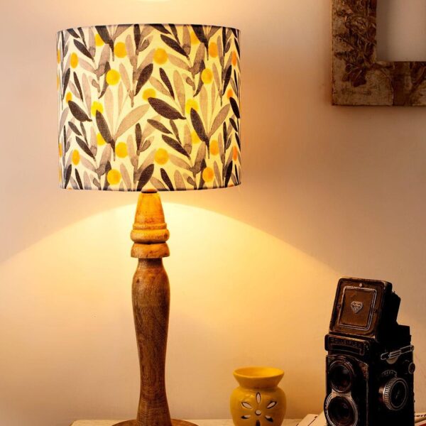 Wooden Leafy Print Lamp - 1