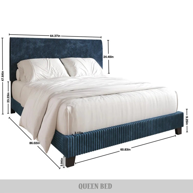 Pravesh Corduroy Upholstered Bed - Image 9