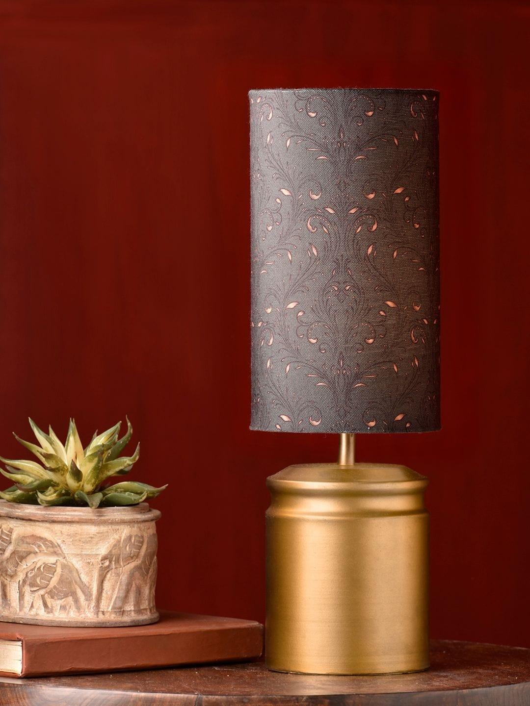 Metal Golden Table Lamp with Dark Forest Shade - 2 - Image 2