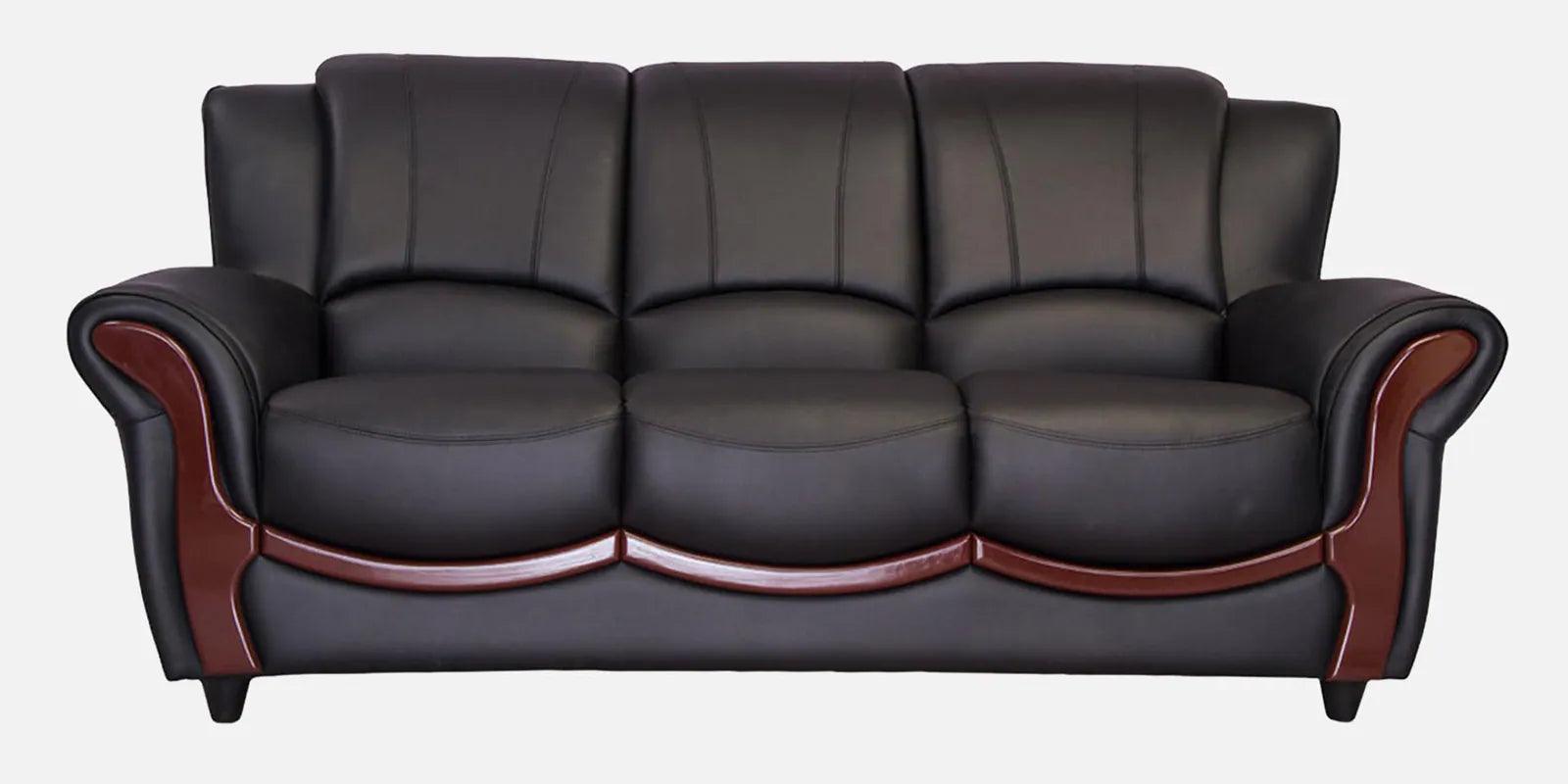 Leatherette 3 Seater Sofa in Eerie Black Colour - Image 2