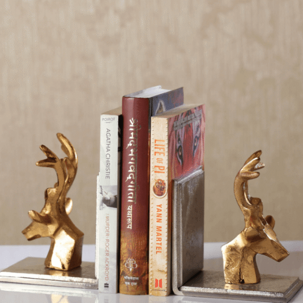Multicoloured Metal Deers Bookend, - 1