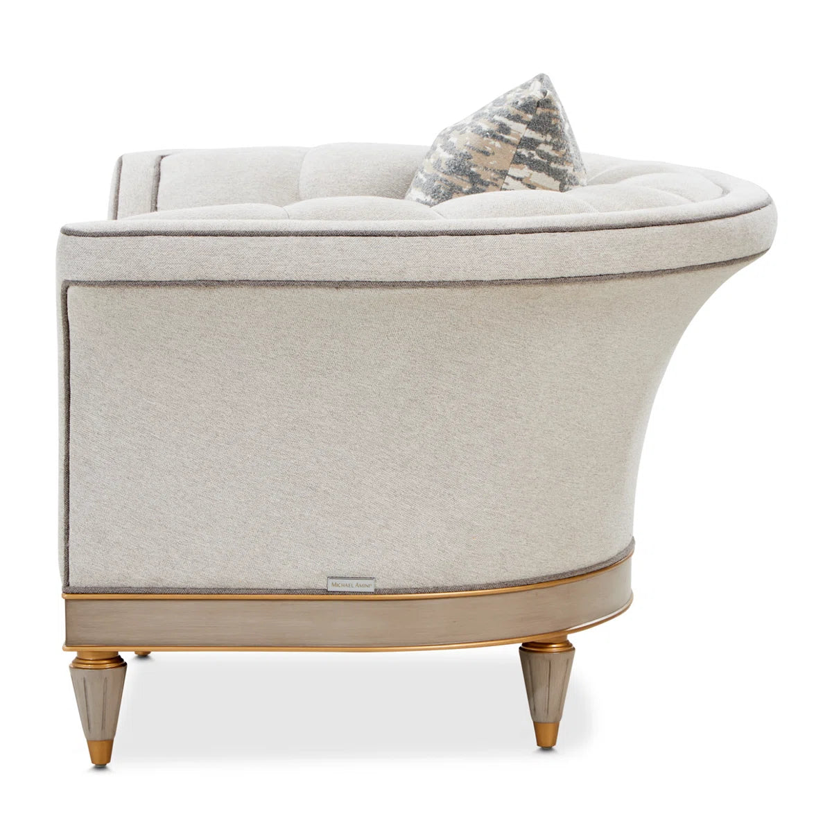 St. Charles Greige Accent Chair with Modern Fabric & Soft Curves - Image 11