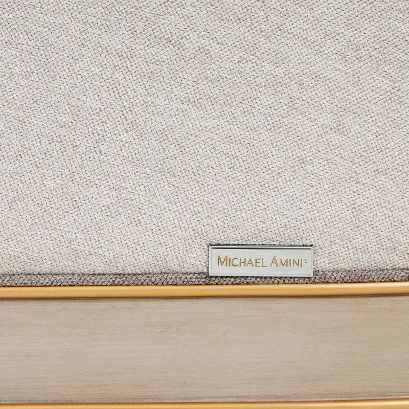 St. Charles Greige Accent Chair with Modern Fabric & Soft Curves - Image 7