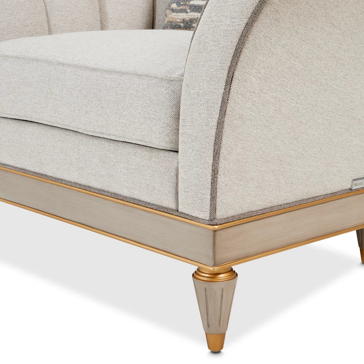 St. Charles Greige Accent Chair with Modern Fabric & Soft Curves - Image 9