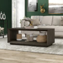 Modern Rectangular Coffee Table| Wood-Grain Finish Center Table with Plinth Base - 1