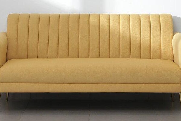 Fabric 3 Seater Sofa In Camel Yellow Colour