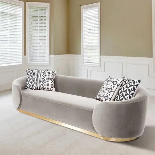 Ronald Gray 3-Seater Sofa Upholstered Velvet Sofa Pillows