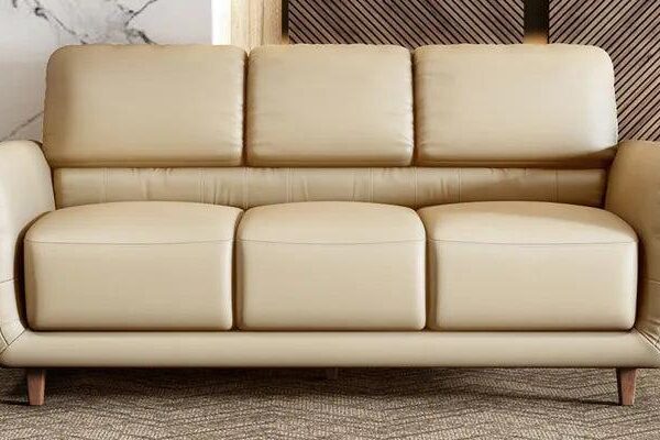 Leather 3 Seater Sofa in Milky White Colour
