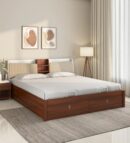 Memo Premier King Bed In Walnut Finish With Hydrualic Storage
