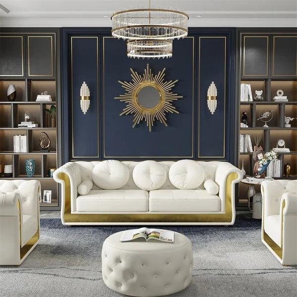 3-Seater Sofa with 5 Pillows White