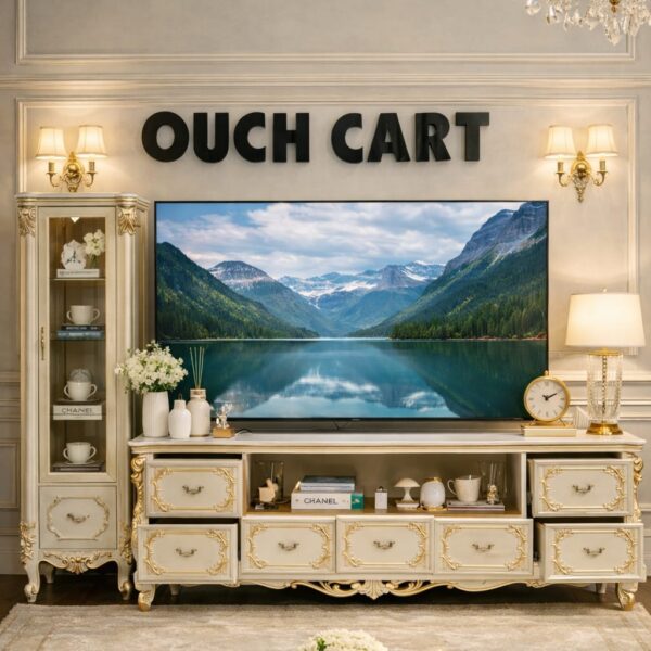 Luxury Royal Gold Finish TV Cabinet & Console Table with Storage Drawers - Variant 5