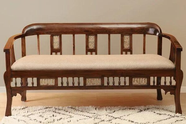 Teak Wood 3 Seater Sofa in Walnut Colour