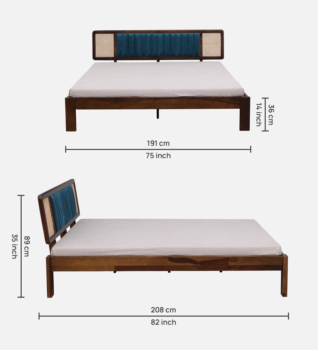 Bliss Cane King Size Bed In Scratch Resistant Teak Finish - Image 9