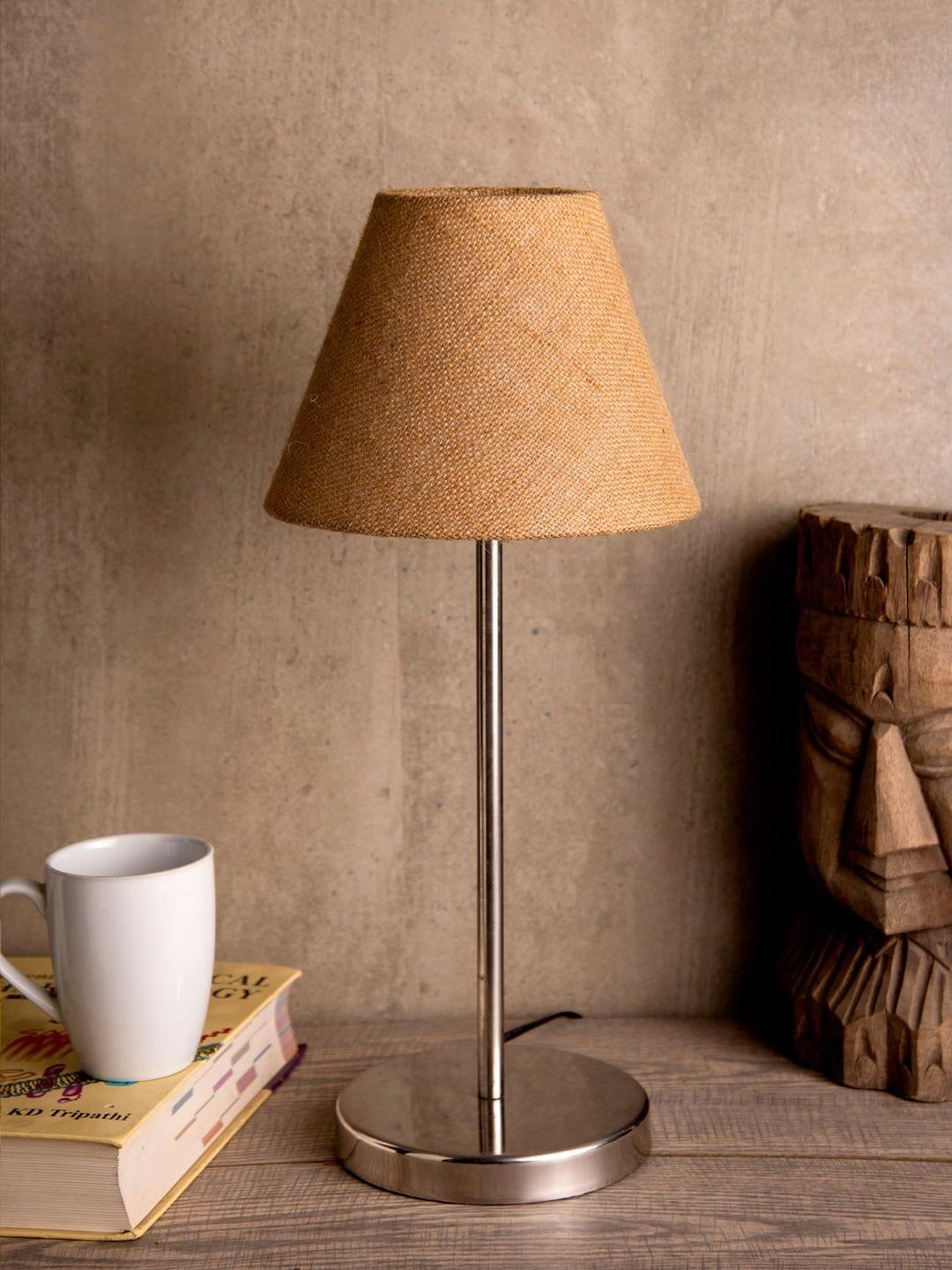 Metal Table Lamp with Brown Jute Shade - 1 - Image 2