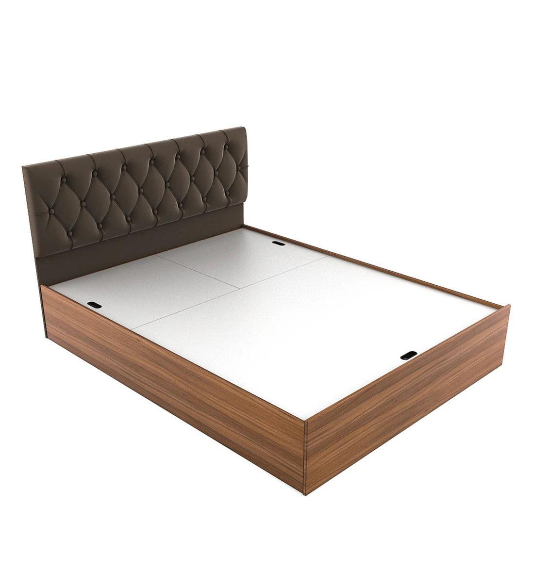 King Size Bed in Exotic Teak Finish with Hydraulic Storage - Image 3
