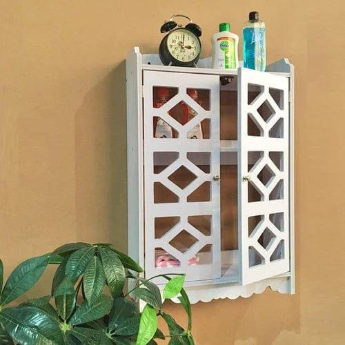 Bathroom CNC Wall Mounted PVC Storage Cabinet Furniture For Bathroom - Variant 1