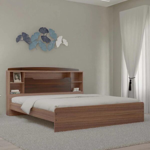 Manto King Size Bed in Teak Finish