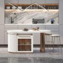 Rowena White Kitchen Island Modern Faux Marble Large Kitchen Cabinet with Storage - Variant 1