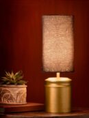 Metal Golden Table Lamp with Dark Forest Shade - 3