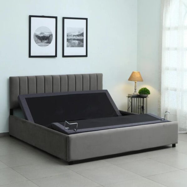 Aliba King Size Smart Bed in Italia Grey Colour With Remote