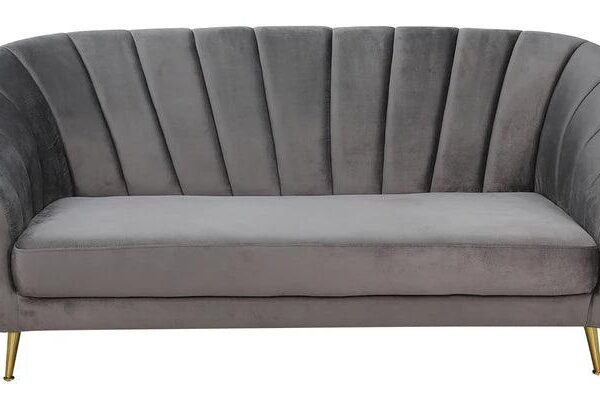 Velvet 3 Seater Sofa In Fossil Grey Colour
