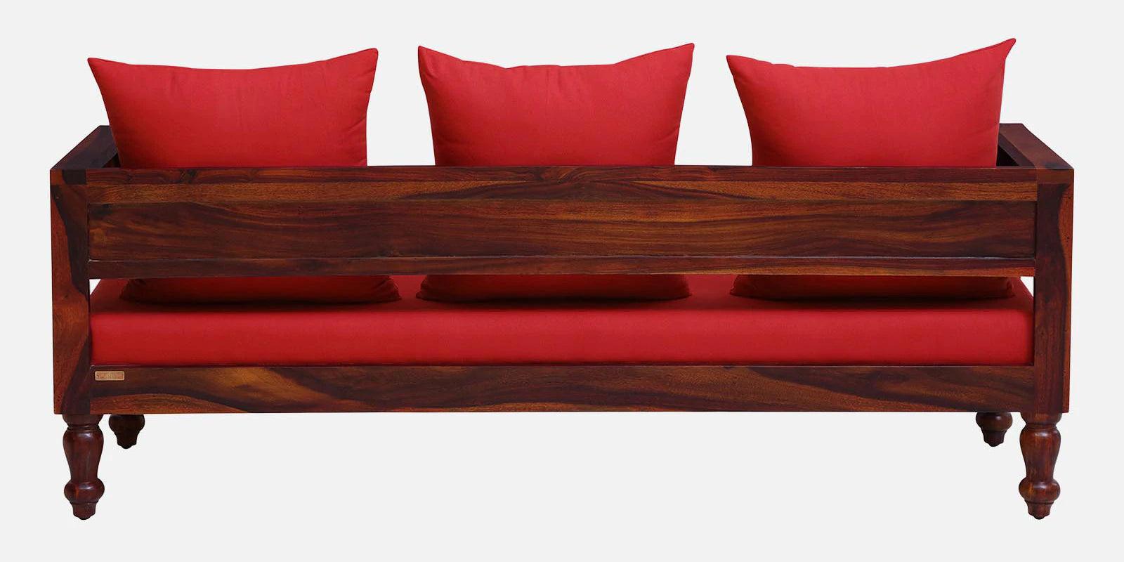 Sheesham Wood 3 Seater Sofa In Honey Oak Finish - Image 3