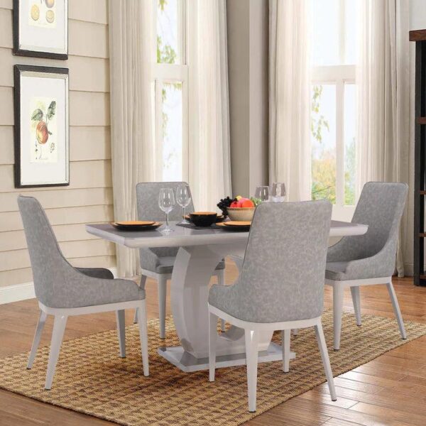 4 Seater Dining Set in Cream & Light Grey Colour