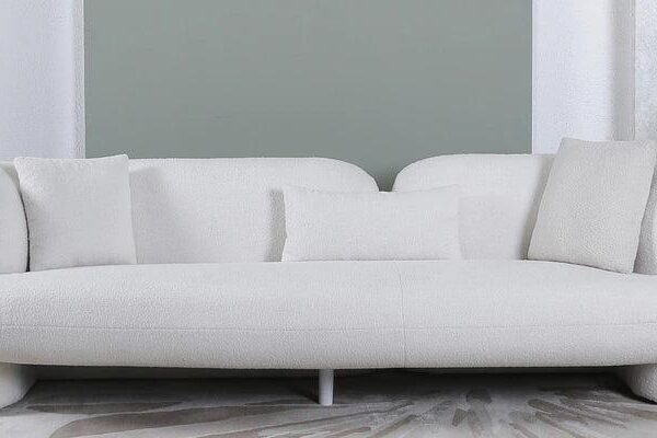Fabric 3 Seater Curve Sofa In White Colour