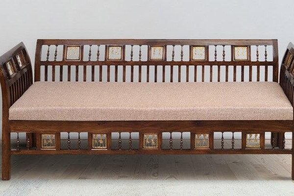 Solid Wood 3 Seater Sofa in Walnut Colour