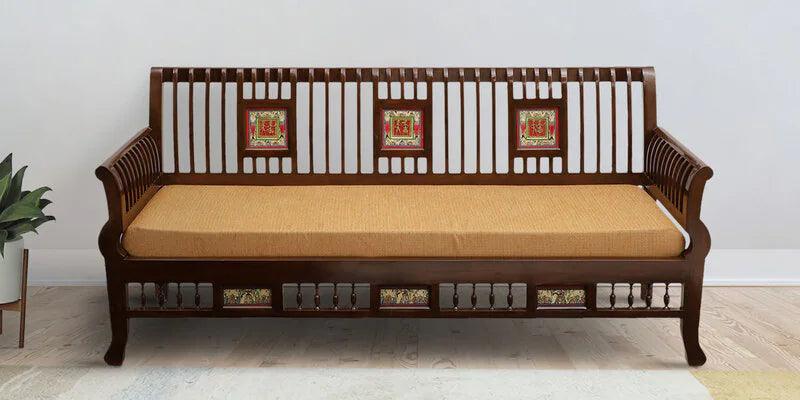 Solid Wood 3 Seater Sofa in Walnut Colour