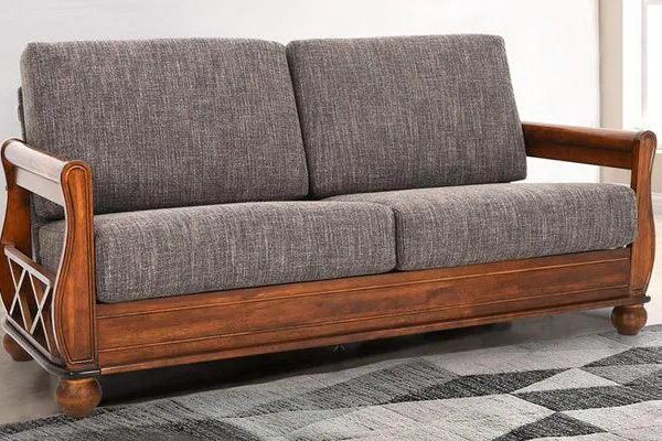 Solid Wood 3 Seater Sofa in Brown Colour