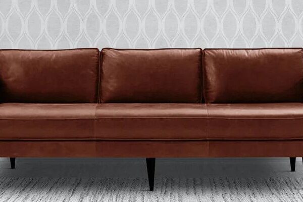 Leatherette 3 Seater Sofa in Lama Brown Colour