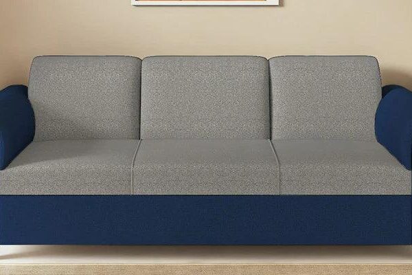 Fabric 3 Seater Sofa In Blue & Light Grey Finish