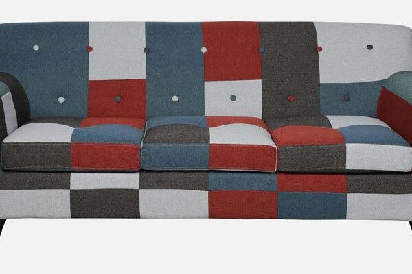 Fabric 3 Seater Sofa In Red Multicolour