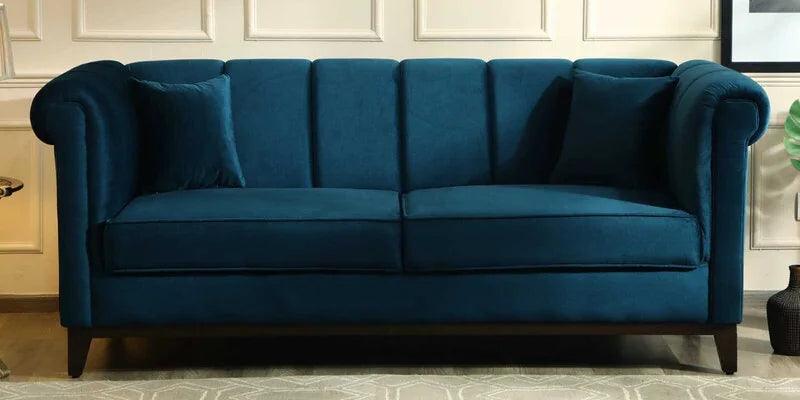 Velvet 3 Seater Sofa In Berry Red Colour - Image 9