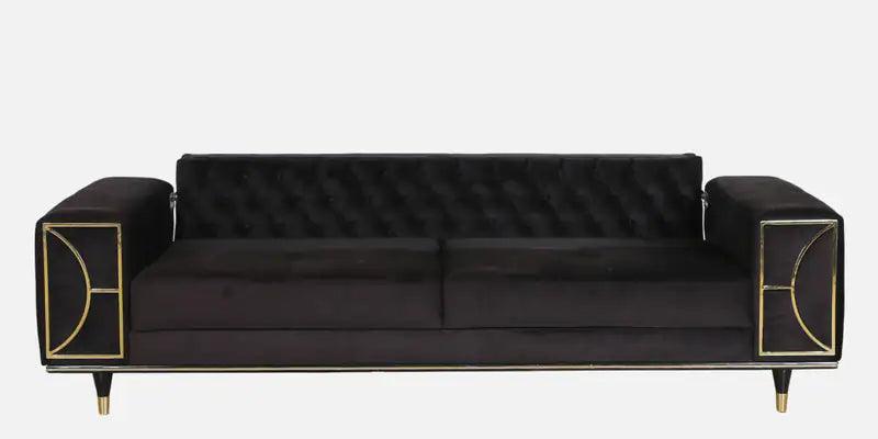 Velvet 3 Seater Sofa In Black Colour with Adjustable Back rest - Image 3