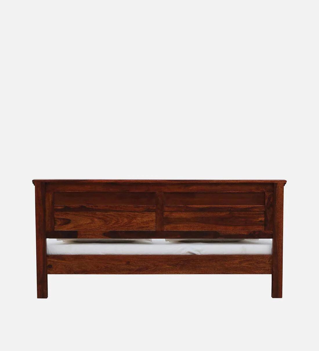 Sheesham Wood King Size Bed In Scratch Resistant Honey Oak Finish with Tiles on Footrest - Image 5