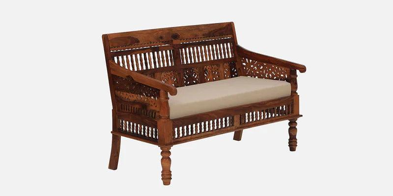 Sheesham Wood 2 Seater Sofa In Honey Oak Finish - Image 3
