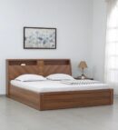 Monarch King Size Bed in Natural Wenge Finish with Hydraulic Storage