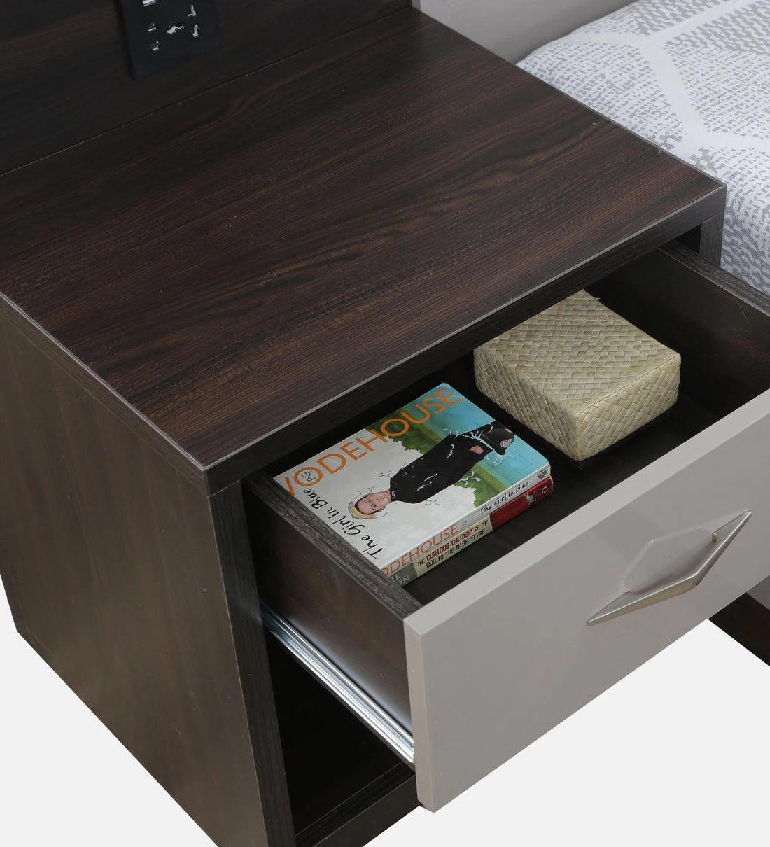 Ripple King Size Bed in High Gloss Grey Finish with Hydraulic Storage - Image 7
