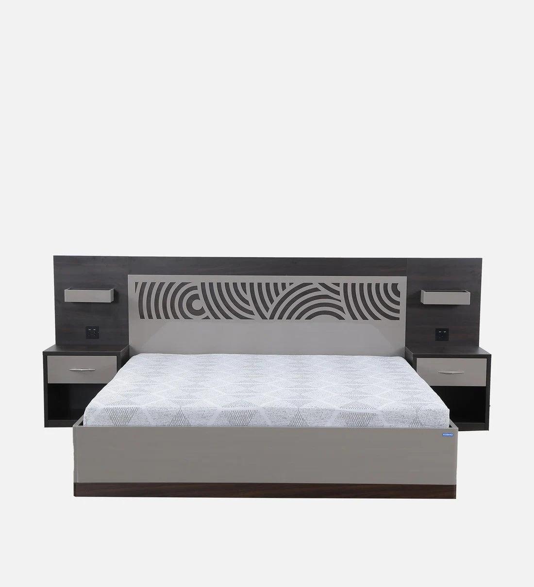 Ripple King Size Bed in High Gloss Grey Finish with Hydraulic Storage - Image 2