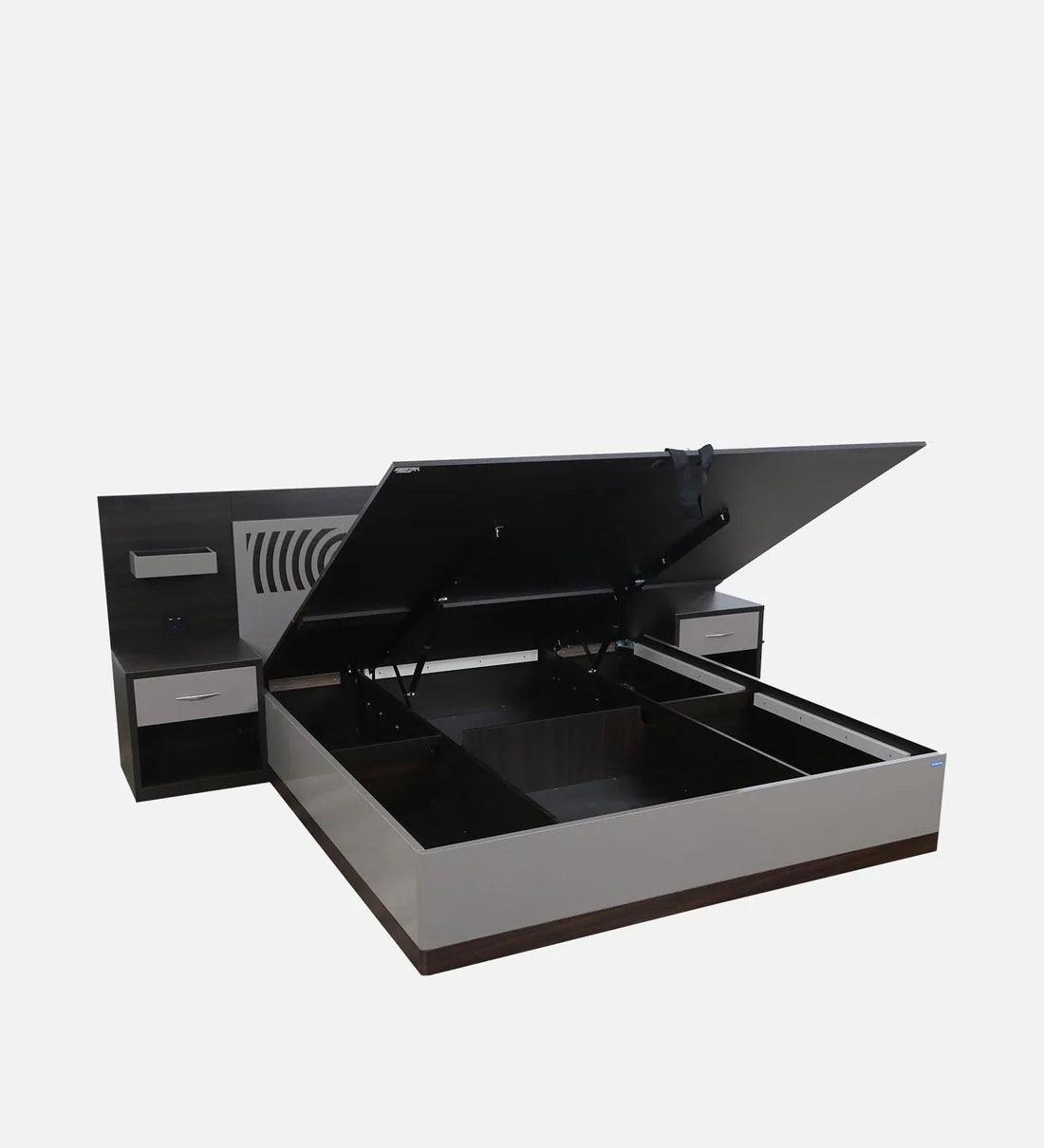 Ripple King Size Bed in High Gloss Grey Finish with Hydraulic Storage - Image 5