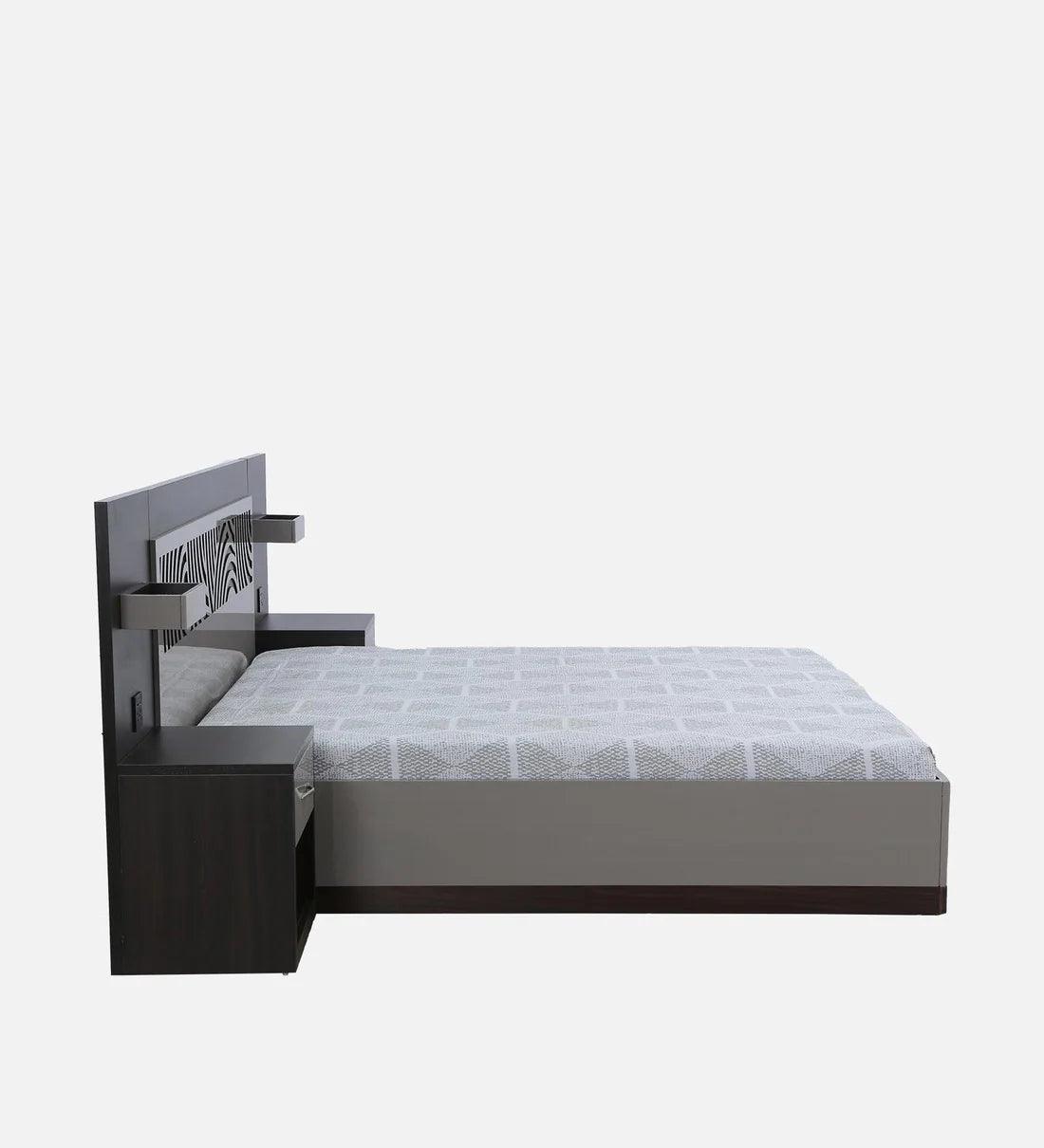 Ripple King Size Bed in High Gloss Grey Finish with Hydraulic Storage - Image 4