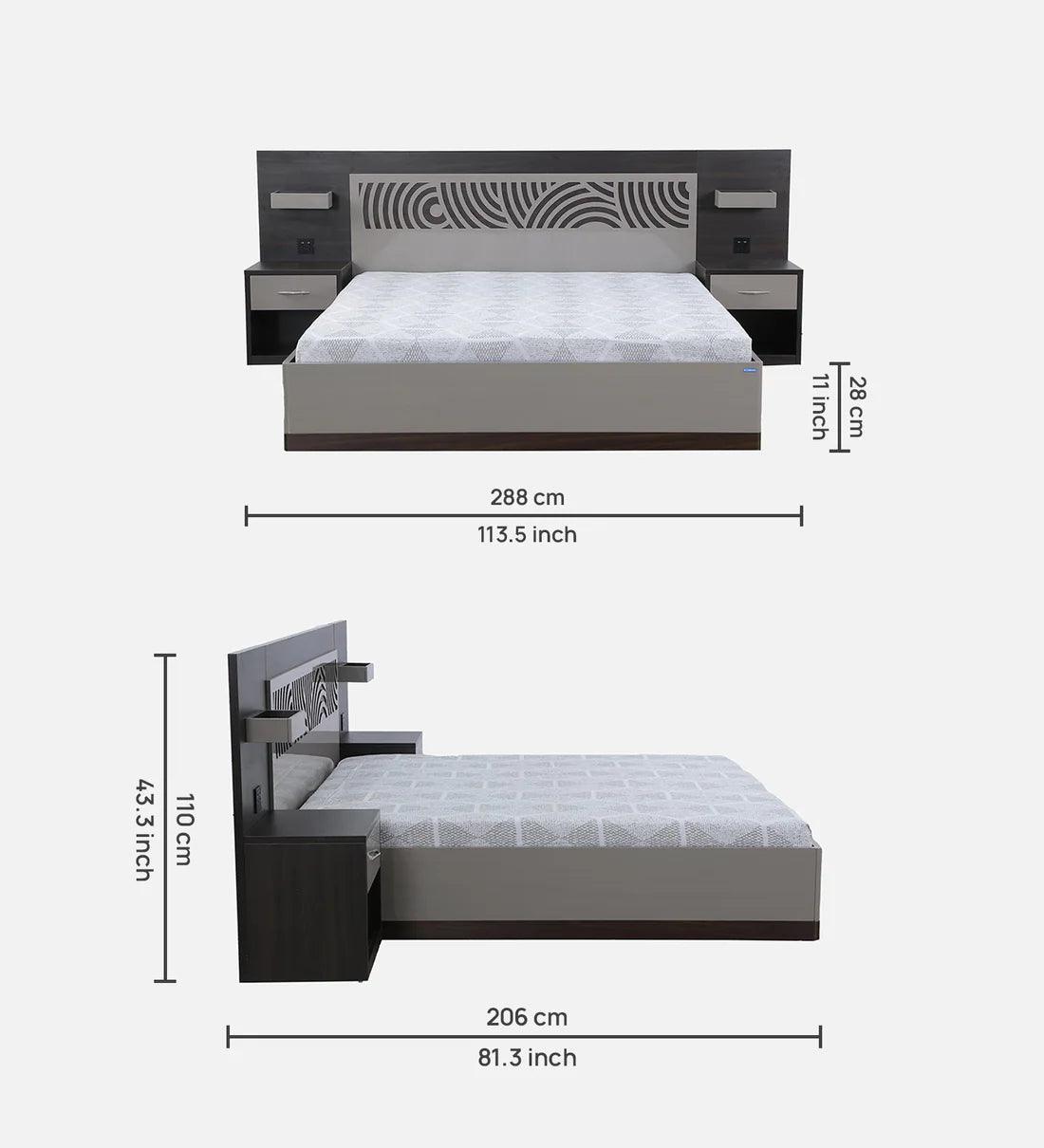 Ripple King Size Bed in High Gloss Grey Finish with Hydraulic Storage - Image 9