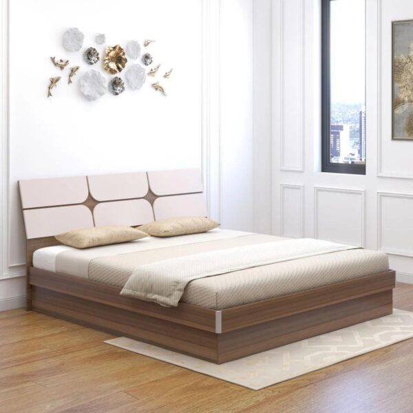 Bromo King Size Bed in Teak Finish with Hydraulic Storage