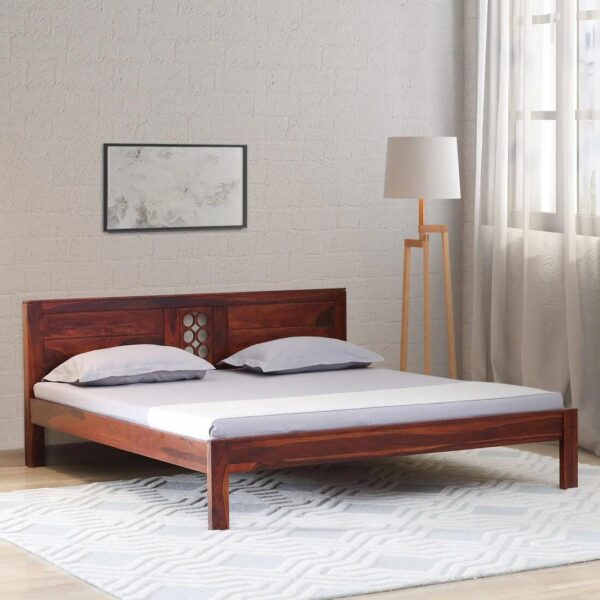 Sheesham Wood King Size Bed in Scratch Resistant Honey Oak Finish