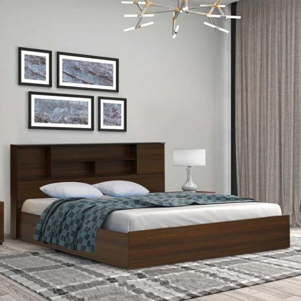 King Size Bed in Walnut Finish with Box Storage