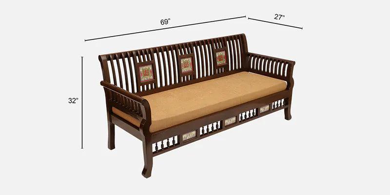 Solid Wood 3 Seater Sofa in Walnut Colour - Image 7