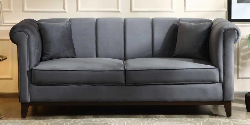 Velvet 3 Seater Sofa In Berry Red Colour - Image 11