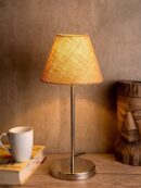 Metal Table Lamp with Brown Jute Shade - 1